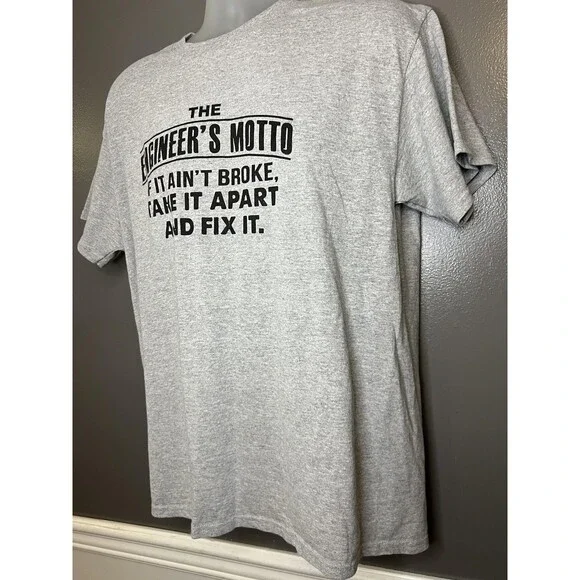 Gildan Engineer's Motto Shirt Mens Large Gray Funny Engineering Graphic Tee - Picture 3 of 6